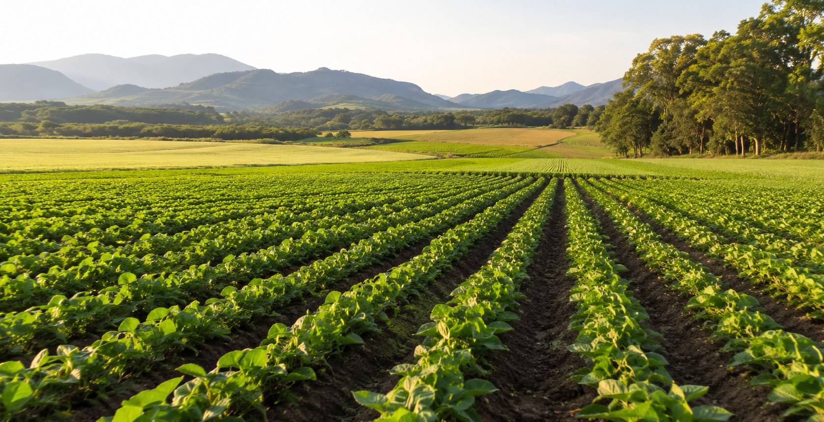 Green agricultural fields